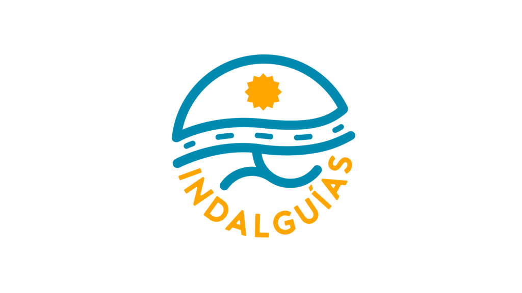 Logotipo de Indalguías con sol y olas.